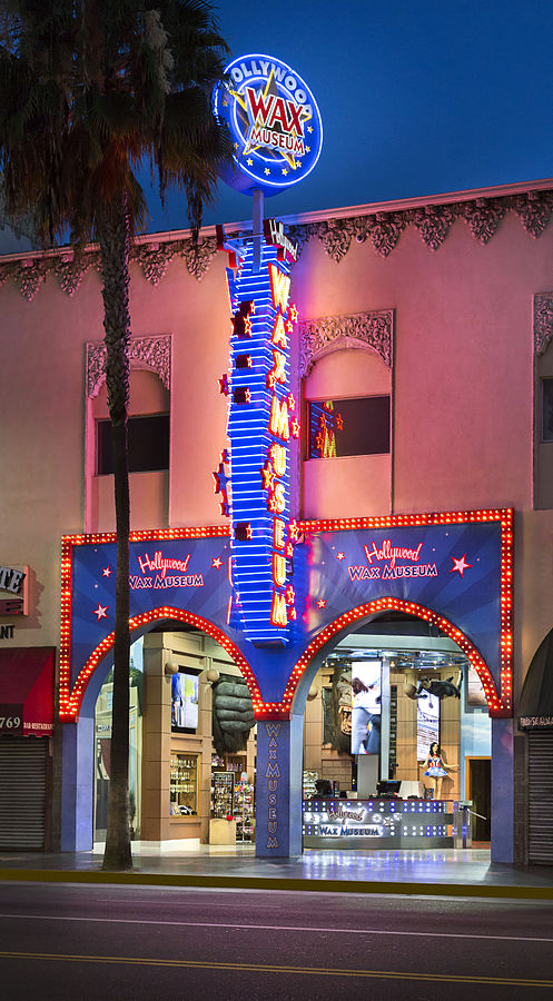 Photograph of the front marquee of the Hollywood Wax Museum in Hollywood CA.